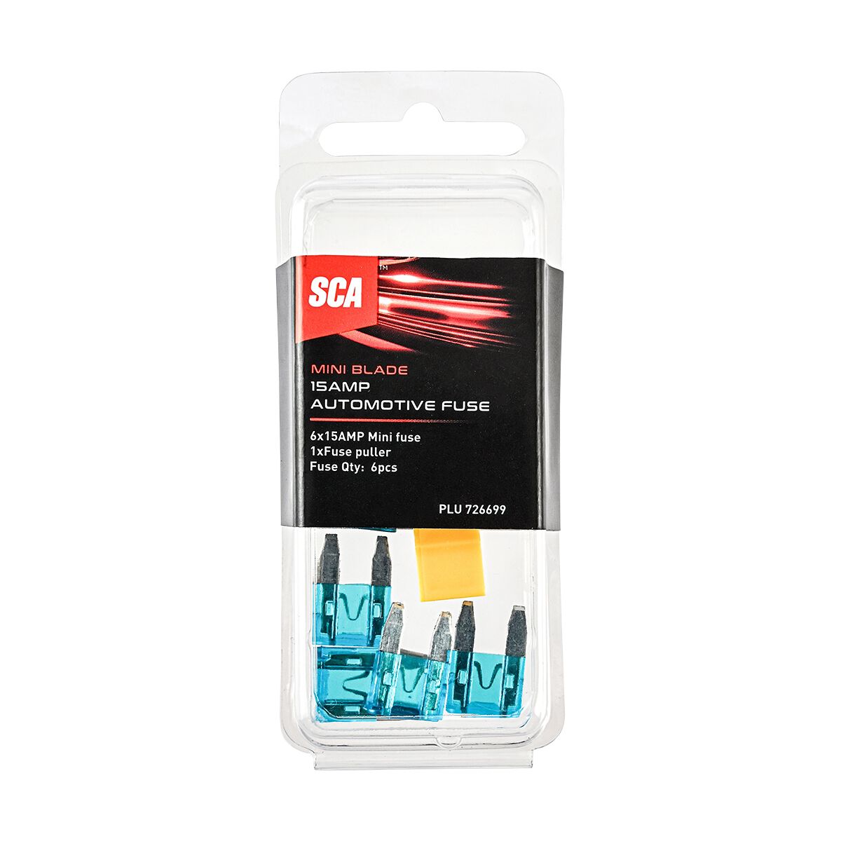 SCA Automotive Fuses - Mini Blade, 15 Amp, 6 Piece, , scanz_hi-res