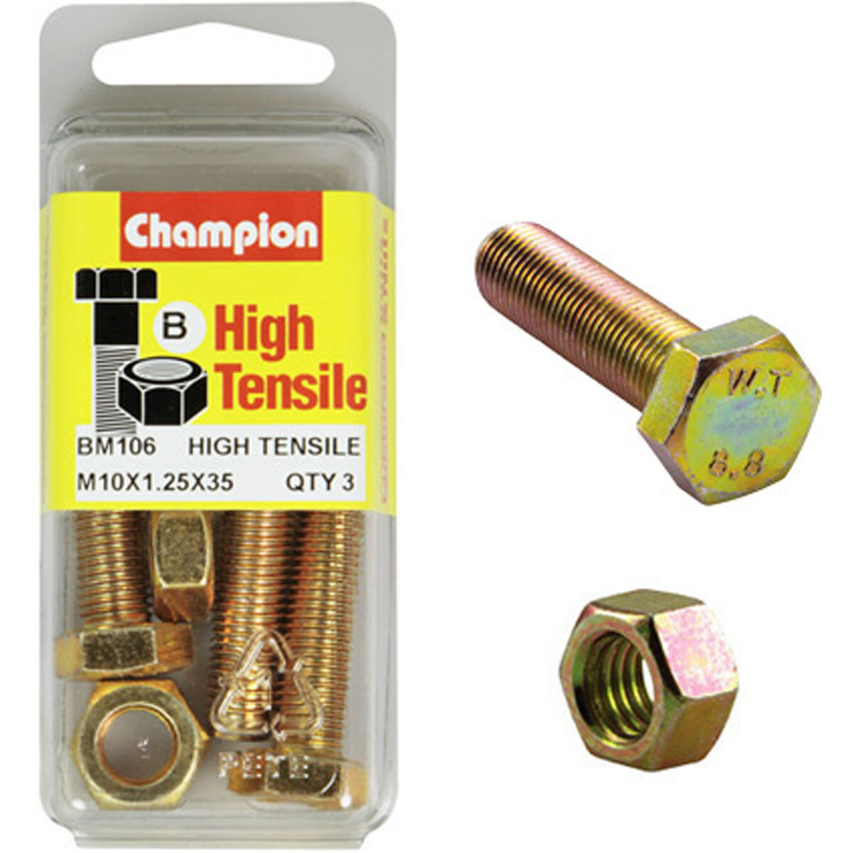Champion High Tensile Bolts and Nuts BM106, M10x1.25 x 35mm, , scanz_hi-res
