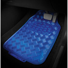 SCA Checkerplate Car Floor Mats PVC Blue Set of 4, , scanz_hi-res
