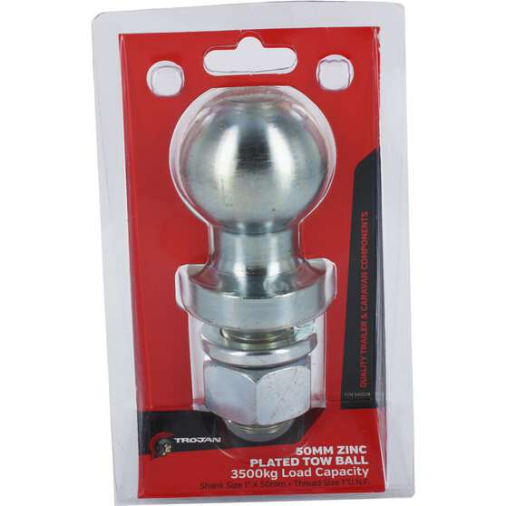 Trojan Tow Ball - Zinc Plated, 3500kg, 50mm x 1 inch, , scanz_hi-res