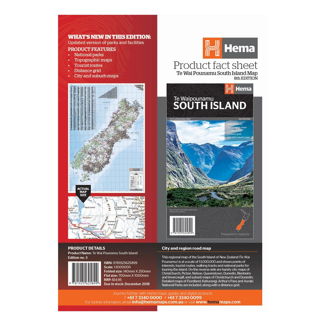 HEMA Map NZ South Island Te Waipounamu 8th Ed, , scanz_hi-res