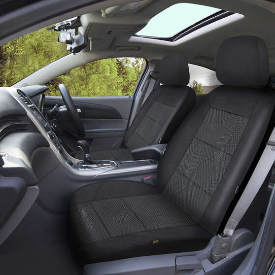 SCA Premium Jacquard and Velour Seat Covers Black Adjustable Headrests Airbag Compatible 30SAB, , scanz_hi-res