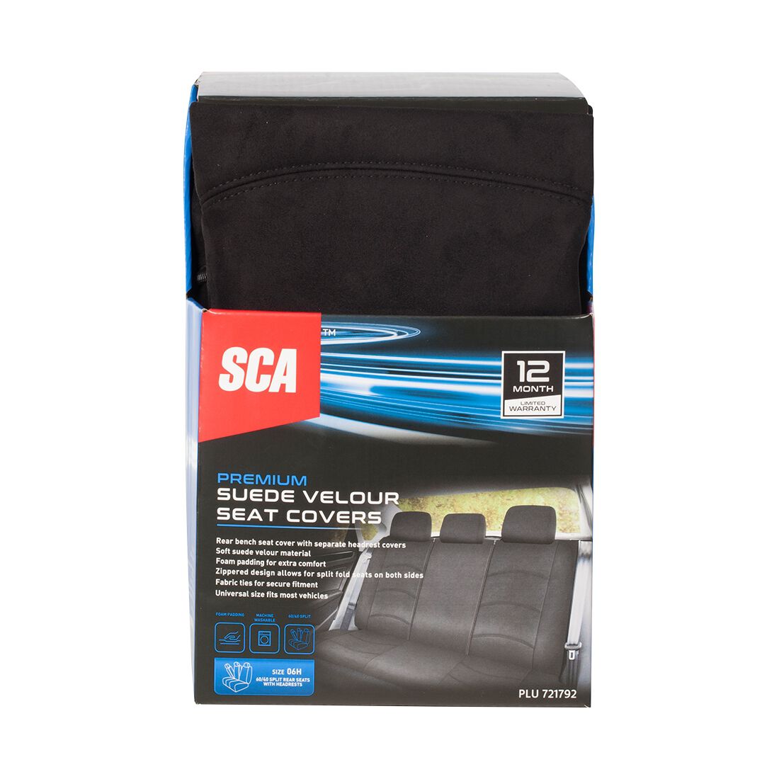 SCA Suede & Velour Seat Covers Black, Rear, Airbag Compatible, Size 06H, , scanz_hi-res