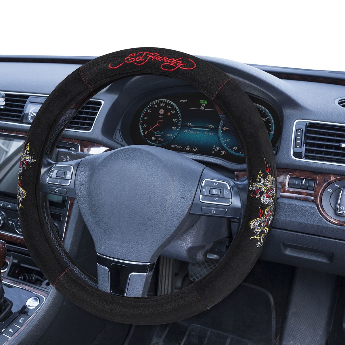 Ed Hardy Dragon Steering Wheel and Belt Cover Set - Velvet/Twill, , scanz_hi-res