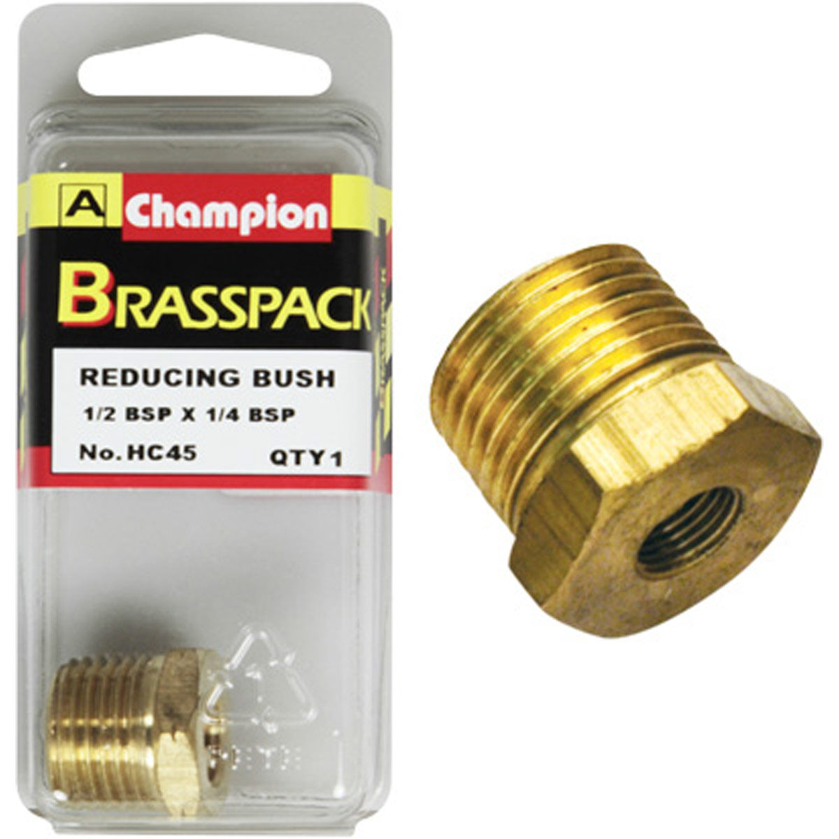 Champion Brass Pack Hex Reducing Bush HC45, 1/2" to 1/4", , scanz_hi-res