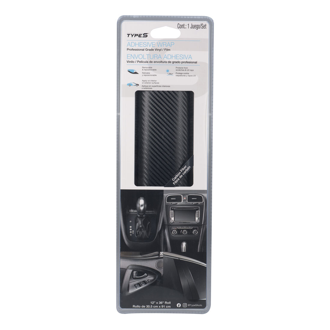 Type S Adhesive Wrap Black Carbon Fibre 30cm x 90cm, , scanz_hi-res