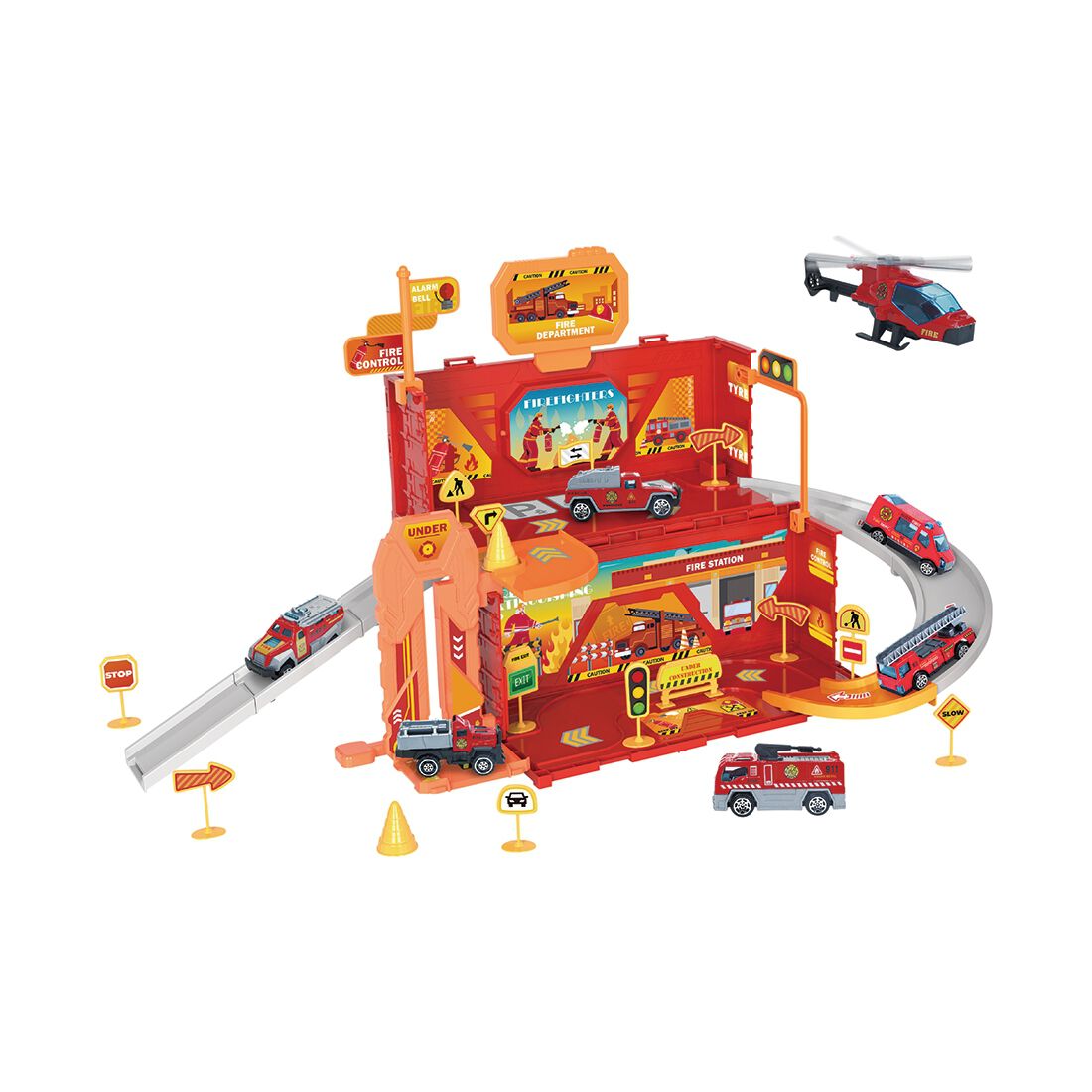 Fire Engine Container & Parking Lot Toy Set, , scanz_hi-res