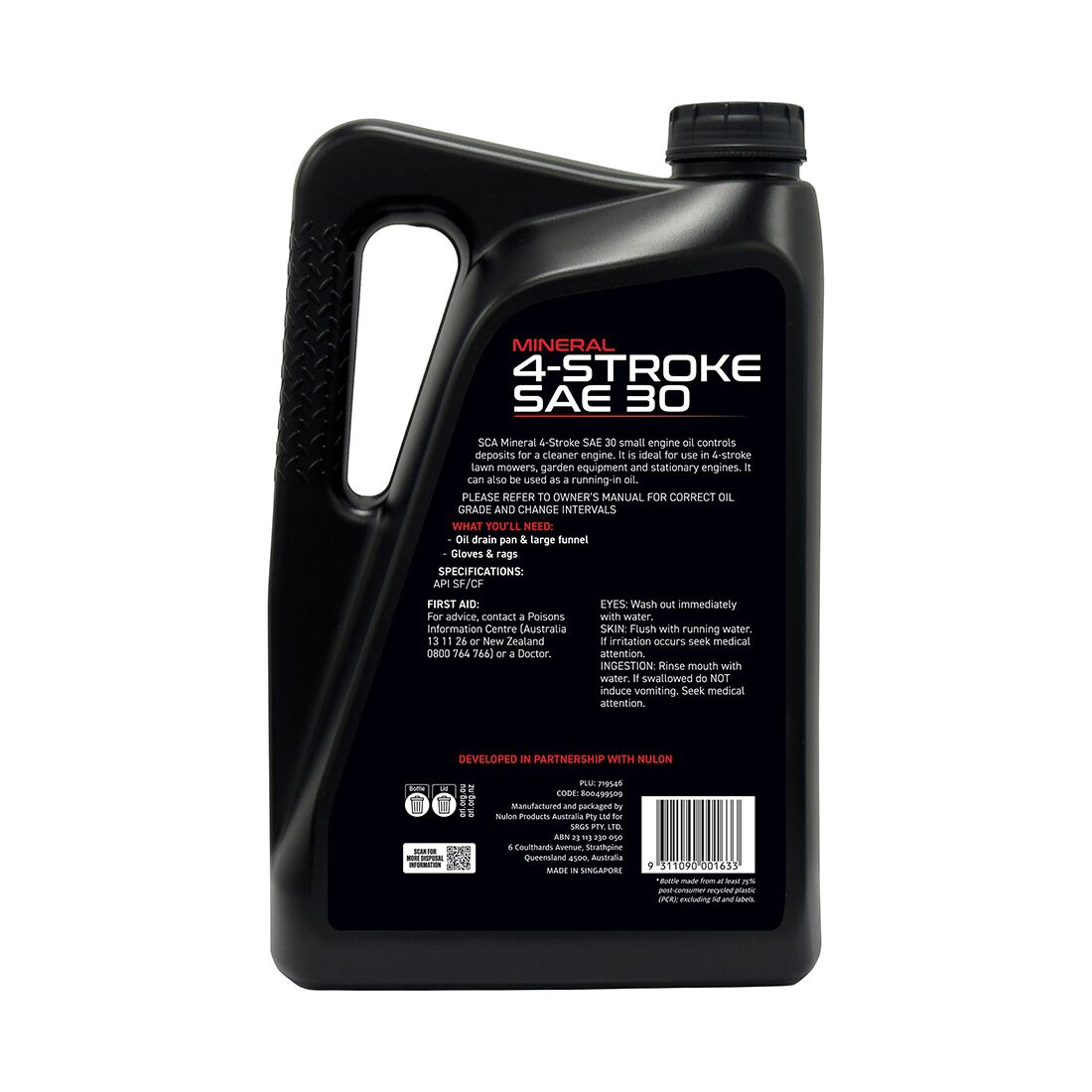 SCA Mineral Small Engine Oil 4 Stroke 5 Litre, , scanz_hi-res