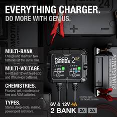 NOCO Genius 2X2 Smart Battery Charger 6V/12V 2-Bank 4 Amp, , scanz_hi-res