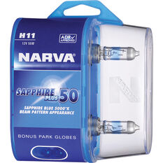 Narva Sapphire Plus 50 Headlight Globes - H11, 12V 55W, 48528BL2, , scanz_hi-res