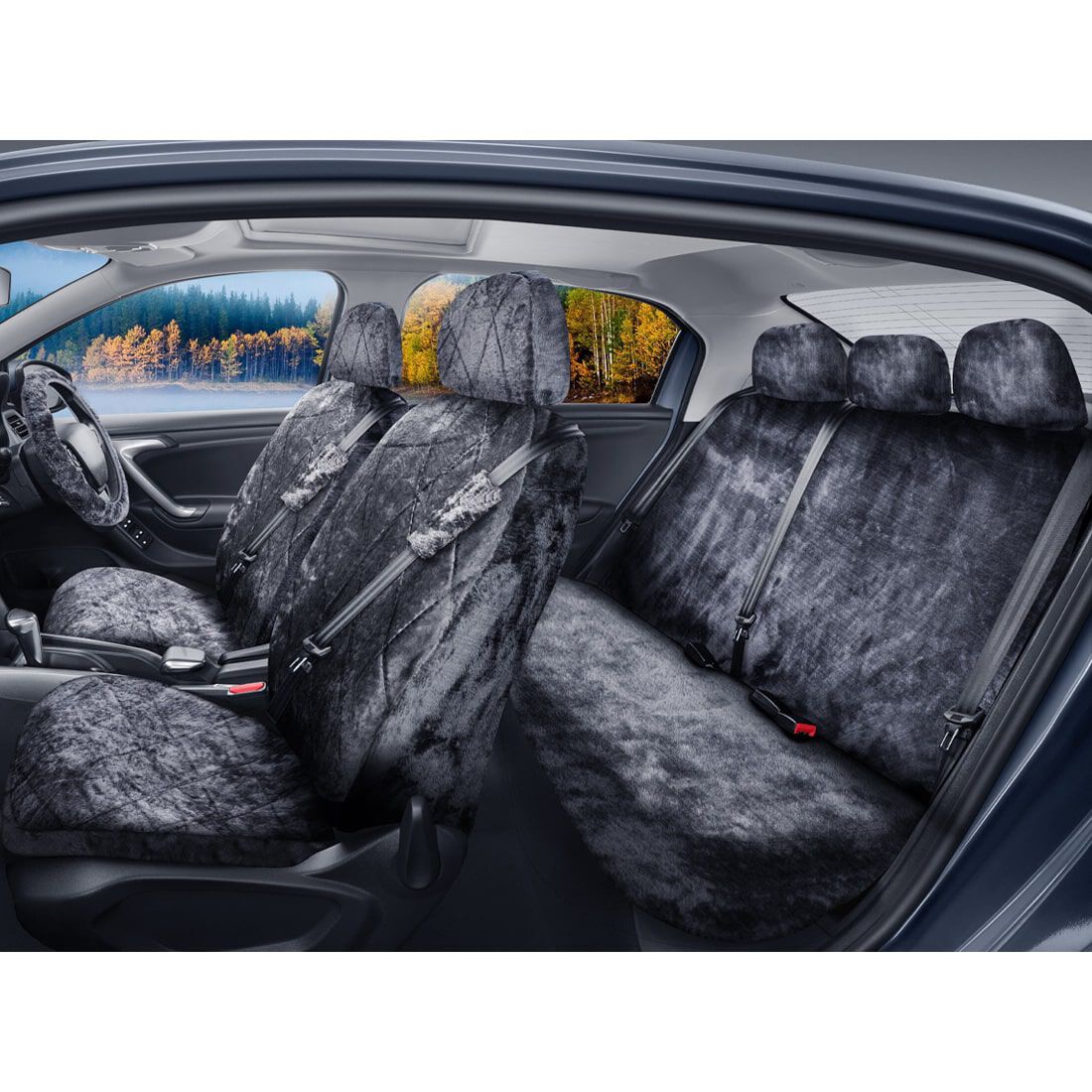 SCA Sheepskin 6 Piece Pack Charcoal Front and Rear Airbag Compatible, , scanz_hi-res