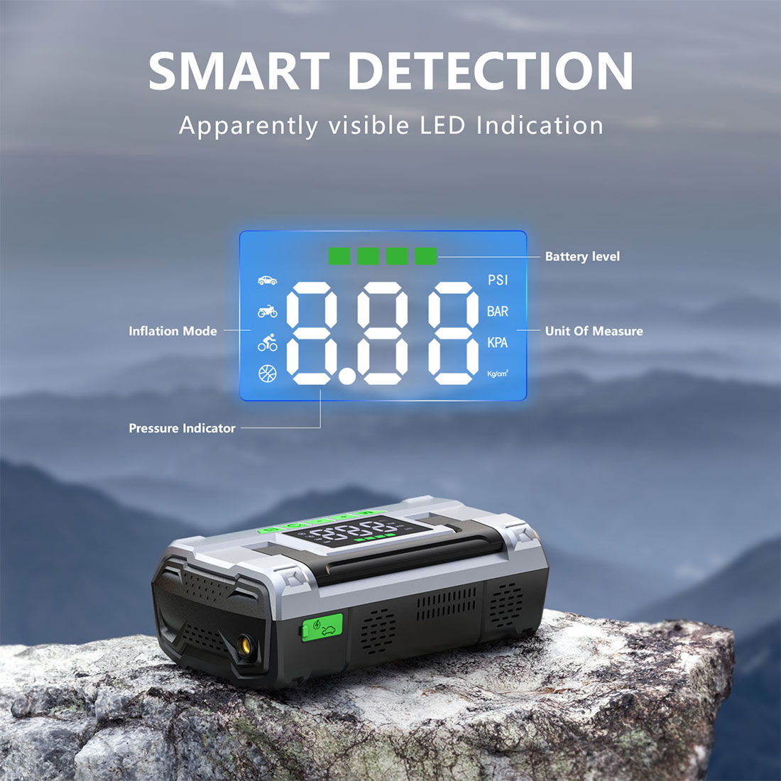 CAROSS T14 12V 2000A Smart Lithium Jump Starter With Built-in Air Compressor & 3 Mode LED Worklight, , scanz_hi-res