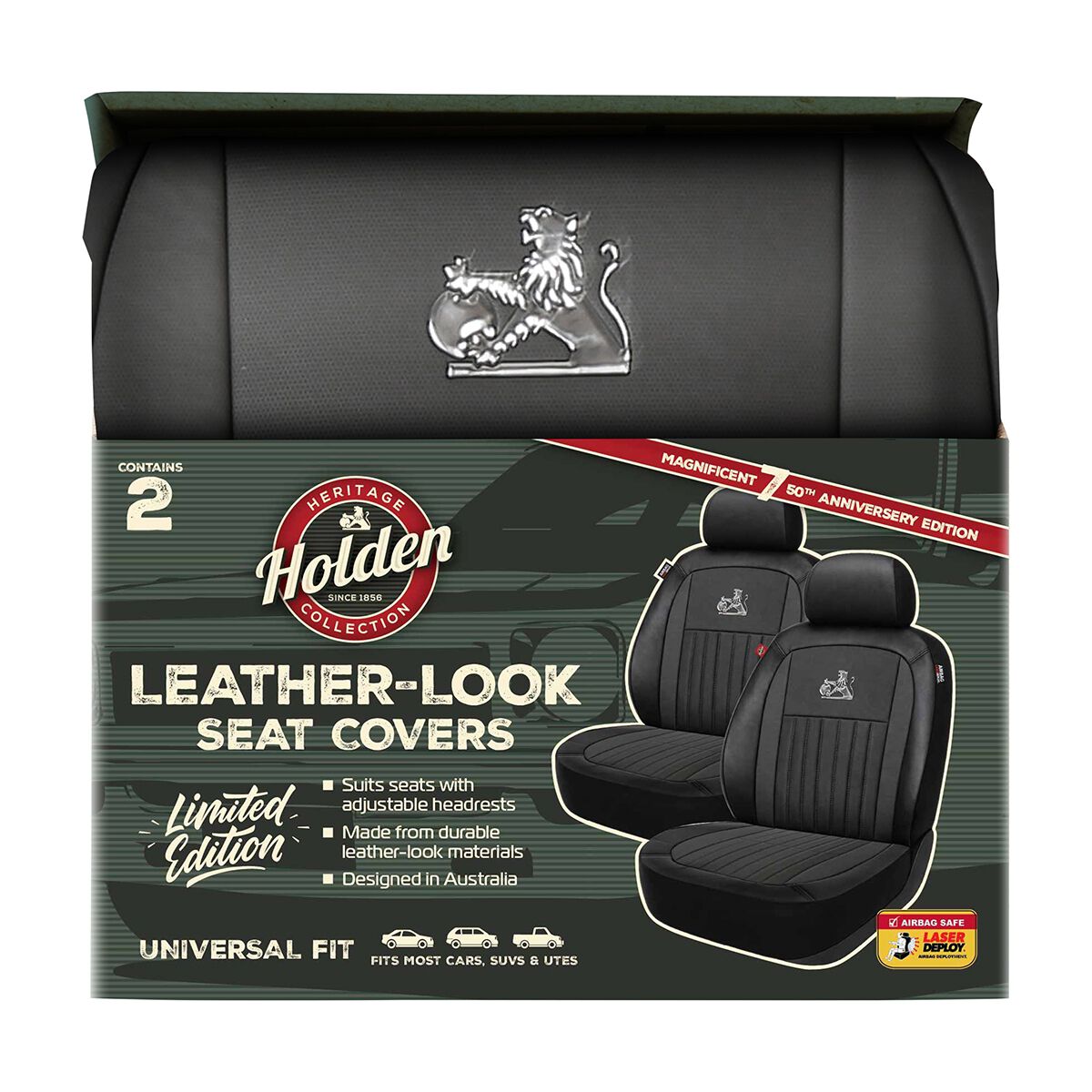 Holden Heritage 2-piece Torana Front Seat Covers - Black, , scanz_hi-res