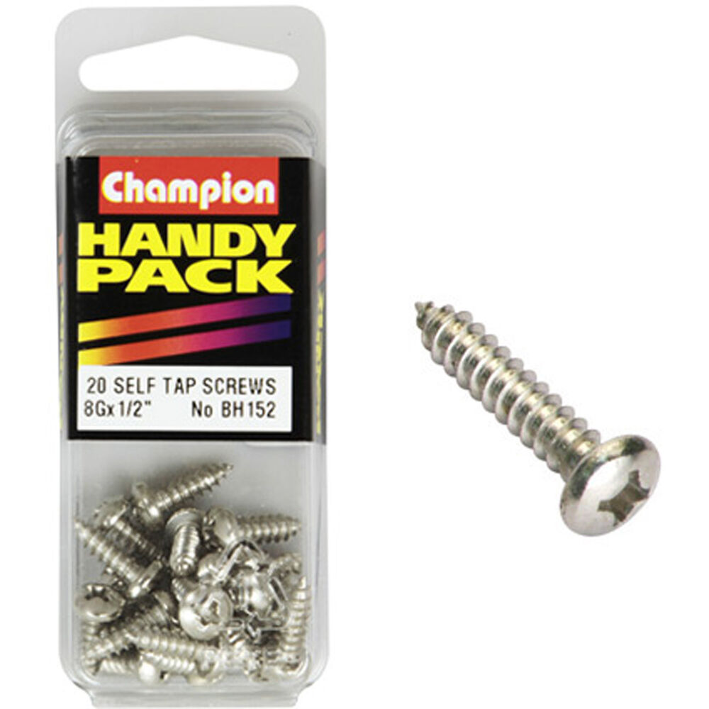 Champion Self Tapping Screws 8G X 1 / 2inch, BH152, Handy Pack