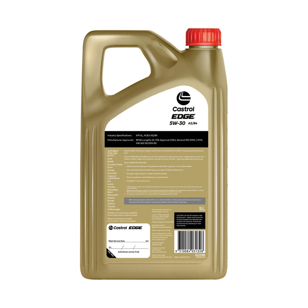 Castrol Edge Engine Oil 5w 30 A3 B4 5 Litre Supercheap Auto