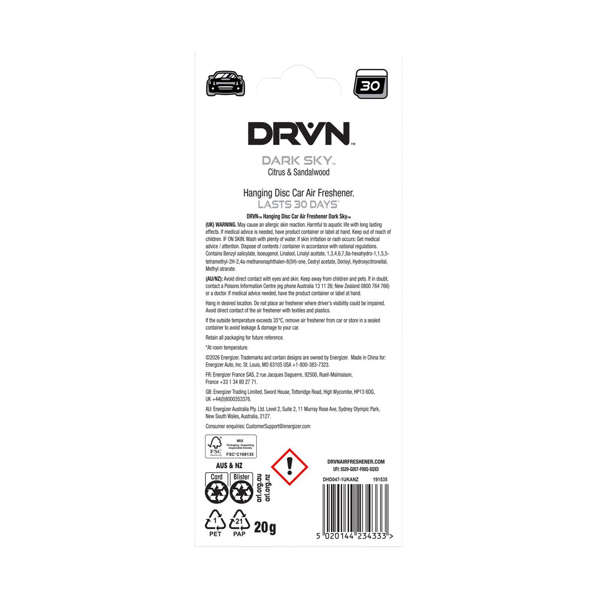 DRVN Dark Sky Hanging Air Freshener - 1 Pack, , scanz_hi-res