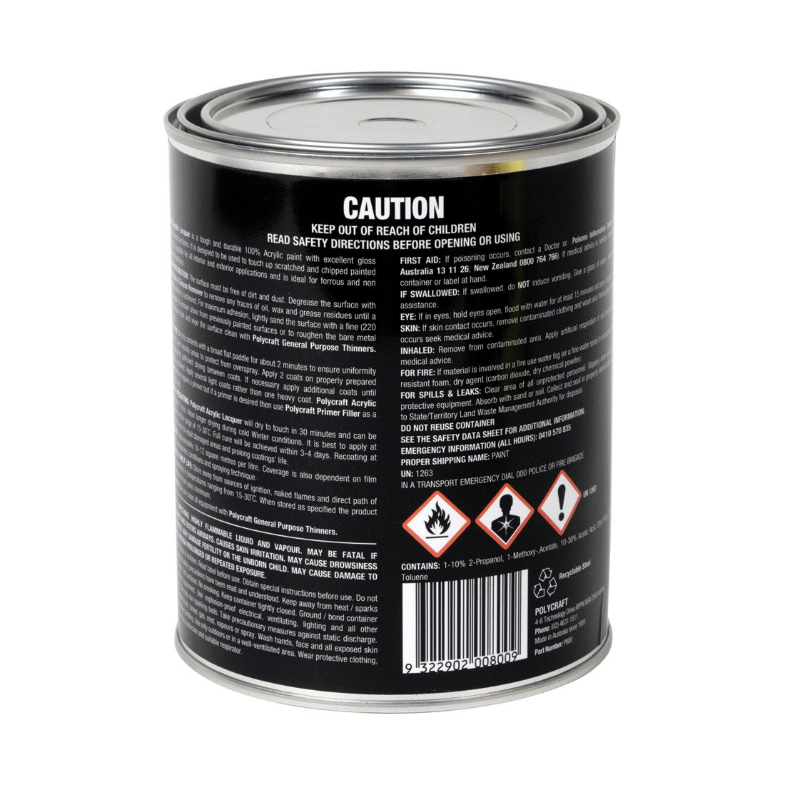 Polycraft Acrylic Gloss White 1 Litre, , scanz_hi-res