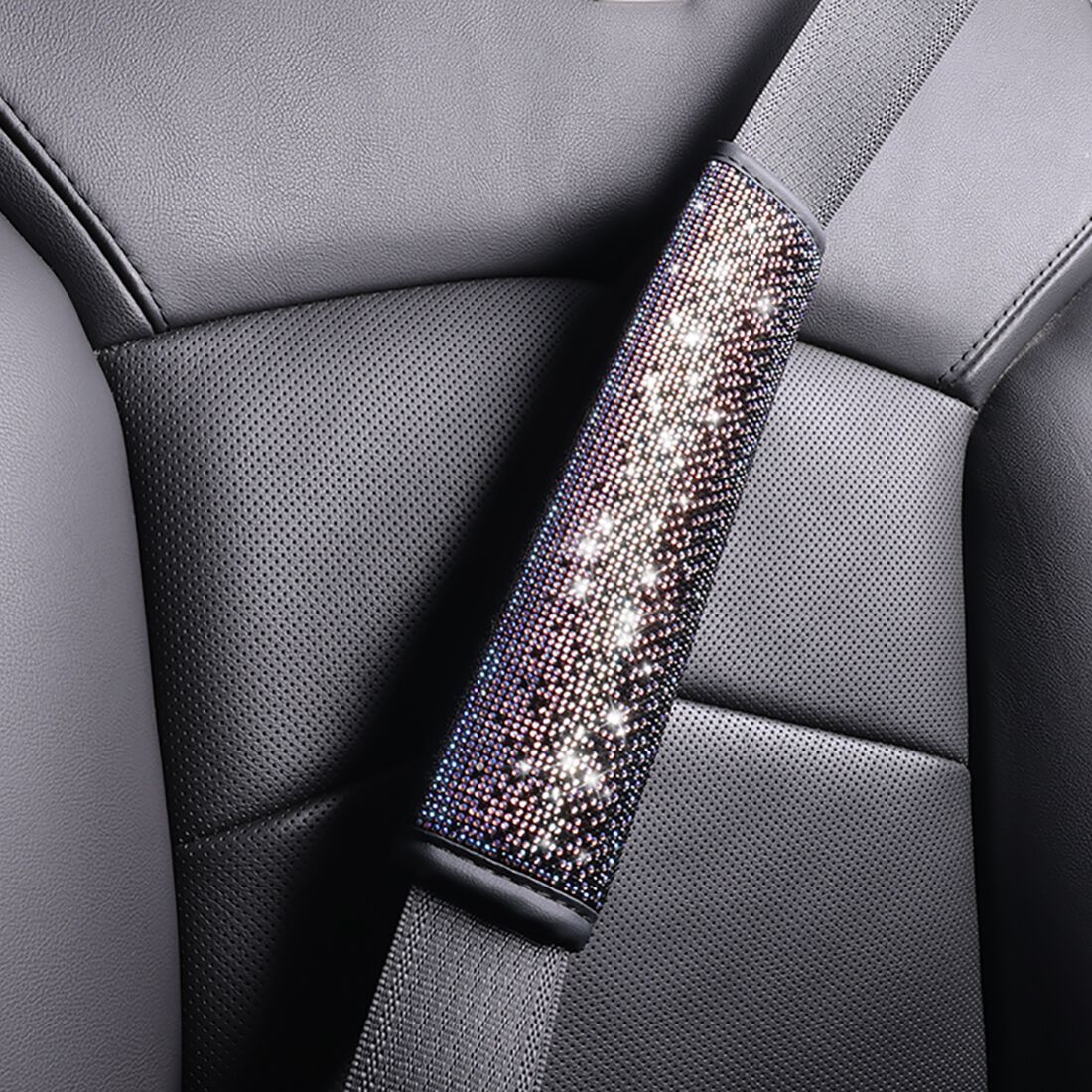 SCA Ombre Bling Leather Look Steering Wheel Cover and Seat Belt Buddies, , scanz_hi-res