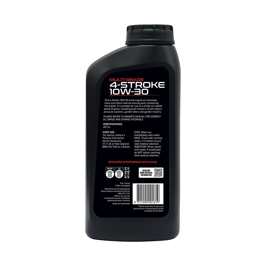 SCA Multi-Grade Small Engine Oil 4 Stroke 10W-30 1 Litre, , scanz_hi-res