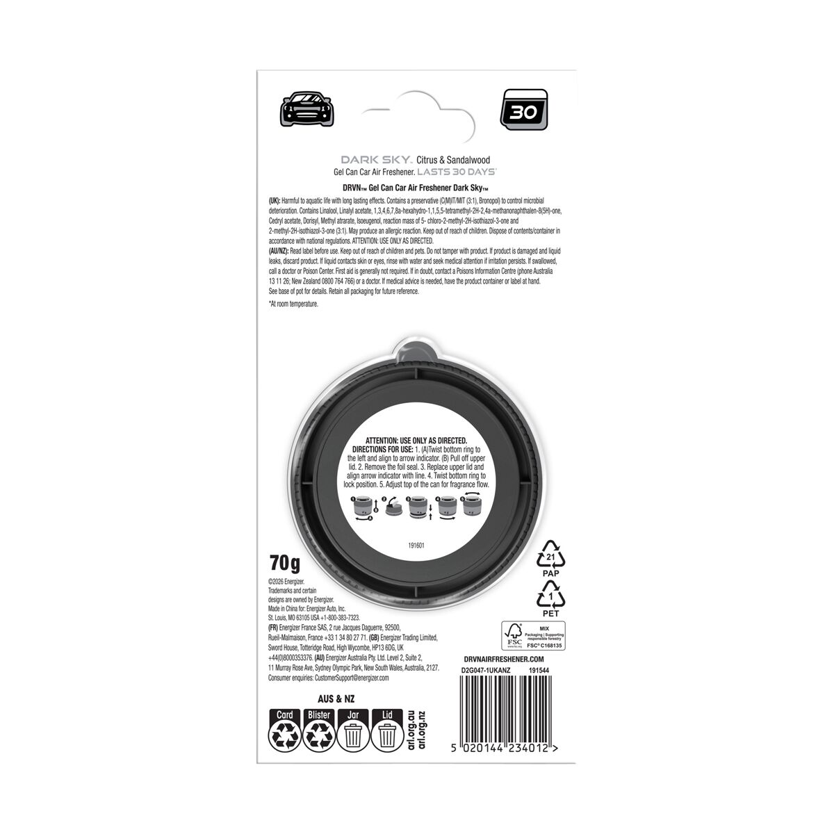 DRVN Dark Sky Gel Can Air Freshener -  1 Pack, , scanz_hi-res
