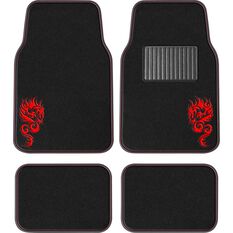 SCA Dragon Floor Mats Carpet Black/Red Set of 4, , scanz_hi-res