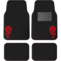 SCA Dragon Carpet Car Floor Mats - Set of 4, Black/Red, , scanz_hi-res