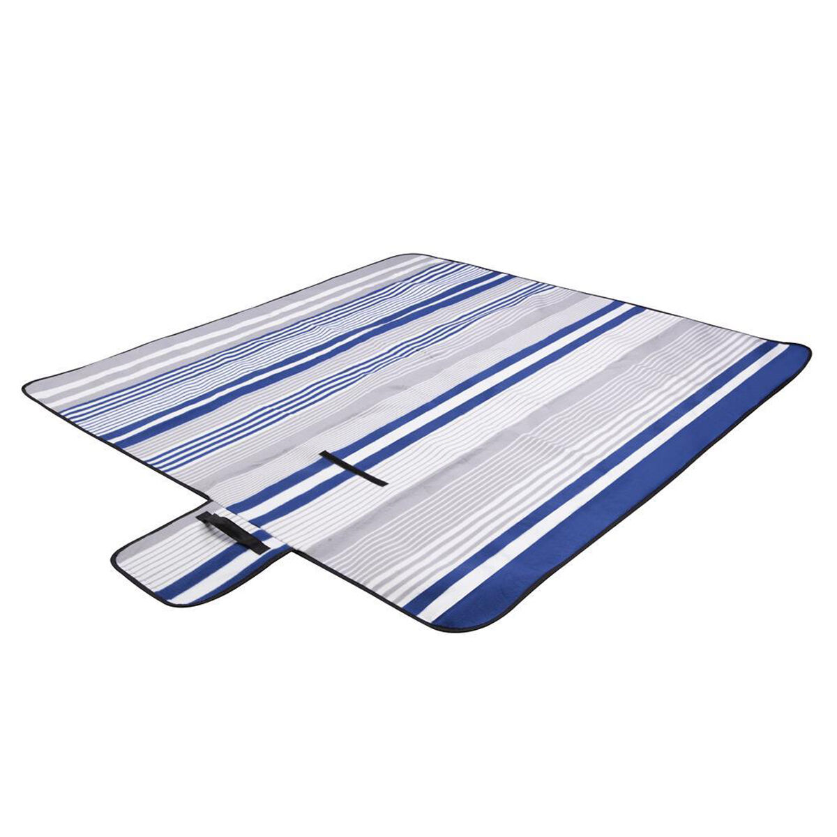 Cabin Crew Striped Picnic Rug - Blue/Grey, 1.5m x 1.5m, , scanz_hi-res