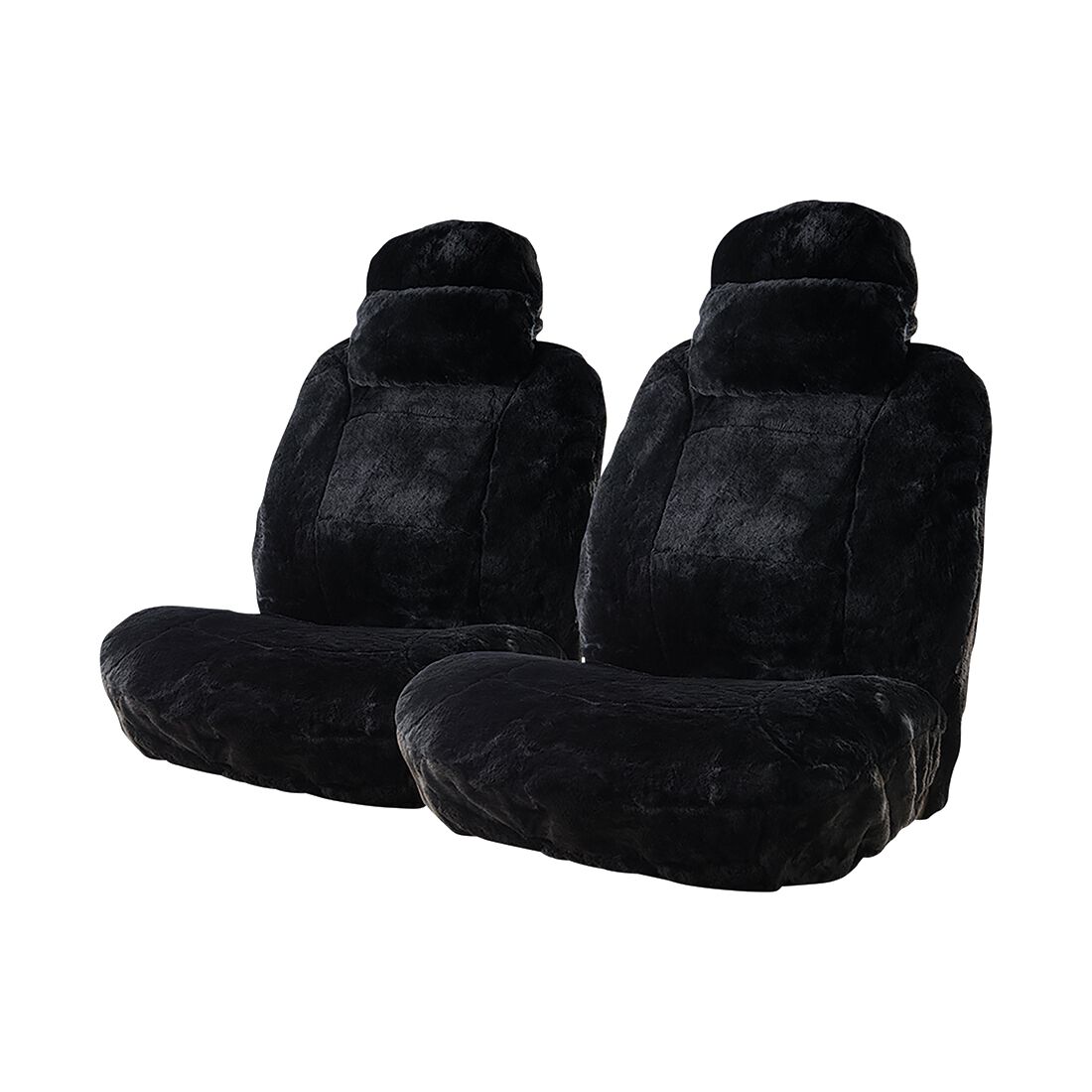 Platinum CLOUDLUX Sheepskin Seat Covers - Black Adjustable Headrests Size 30 Airbag Compatible, , scanz_hi-res