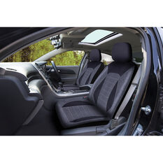 SCA PU Leather Look & Linen Look Seat Covers - Black/Grey, Adjustable Headrests, Size 30, Airbag Compatible, , scanz_hi-res