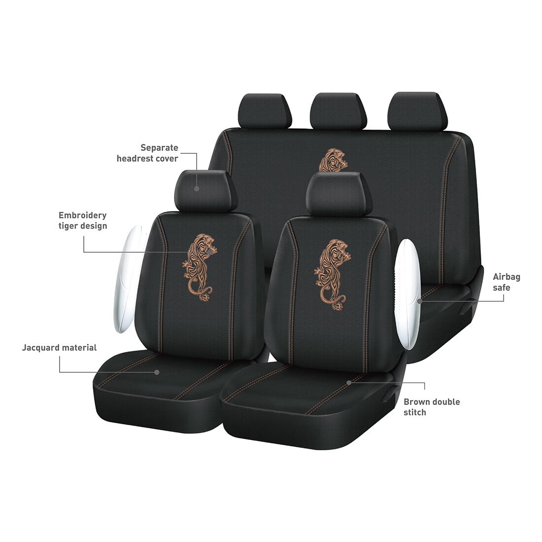 SCA Tiger Jacquard Seat Cover Bronze/Black, , scanz_hi-res