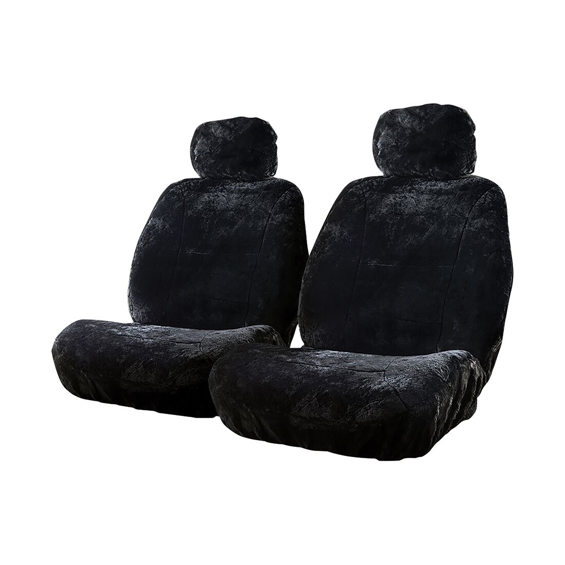 Silver CLOUDLUX Sheepskin Seat Covers - Black Adjustable Headrests Size 30 Airbag Compatible, , scanz_hi-res