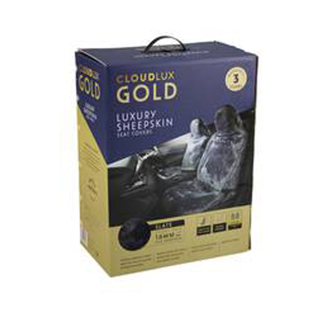 Gold CLOUDLUX Sheepskin Seat Covers - Slate Built-in Headrests Size 60 Front Pair Airbag Compatible, , scanz_hi-res