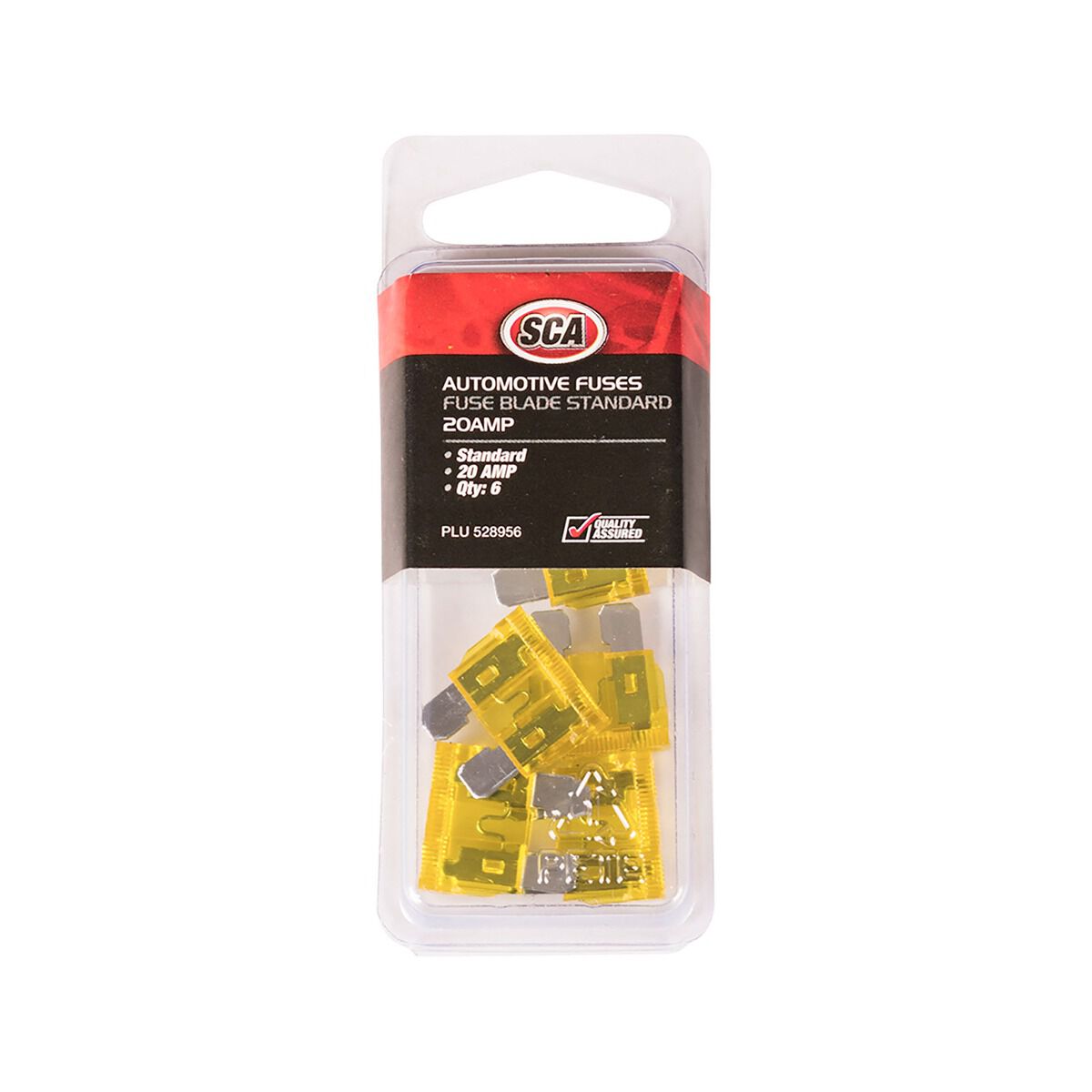SCA Automotive Fuses - Standard Blade, 20 Amp, 6 Piece, , scanz_hi-res