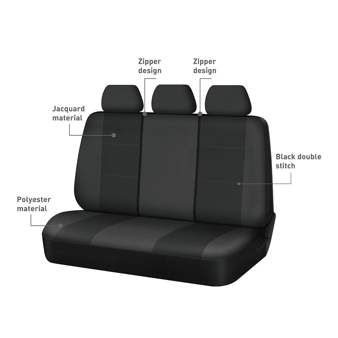 SCA Jacquard Seat Covers Black, Rear, Airbag Compatible, Size 06H, , scanz_hi-res