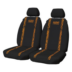Tradies Neoprene Seat Covers Black/Orange Front Pair Adjustable Headrests Airbag Compatible, , scanz_hi-res
