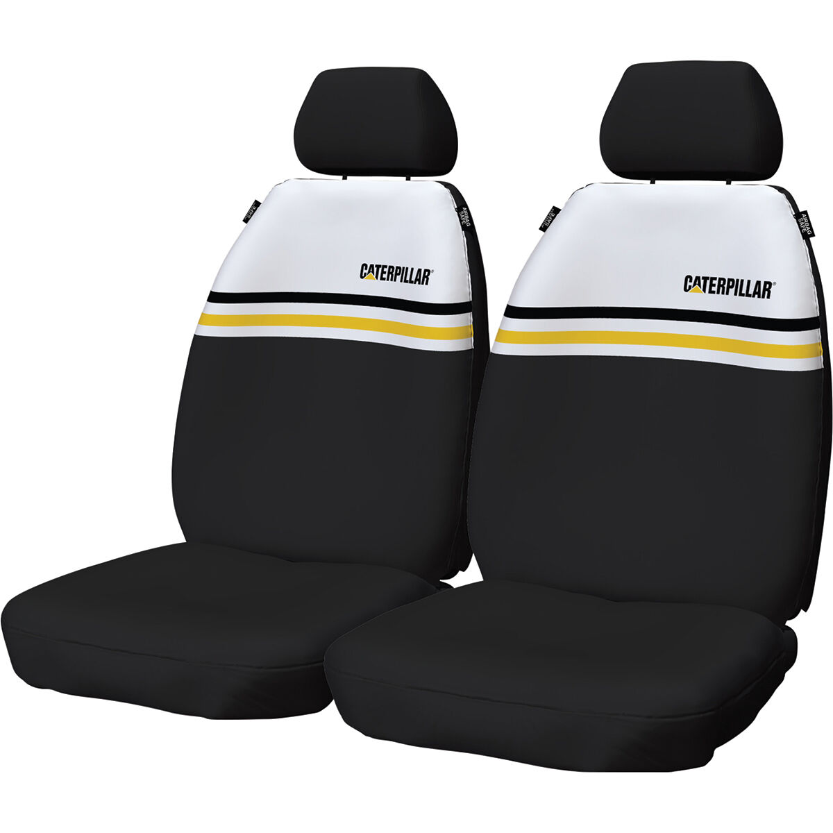 Caterpillar Canvas Seat Covers Yellow White Stripe Adjustable