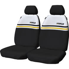 CAT Canvas Seat Covers Yellow/White Stripe Adjustable Headrests Airbag Compatible 30SAB, , scanz_hi-res