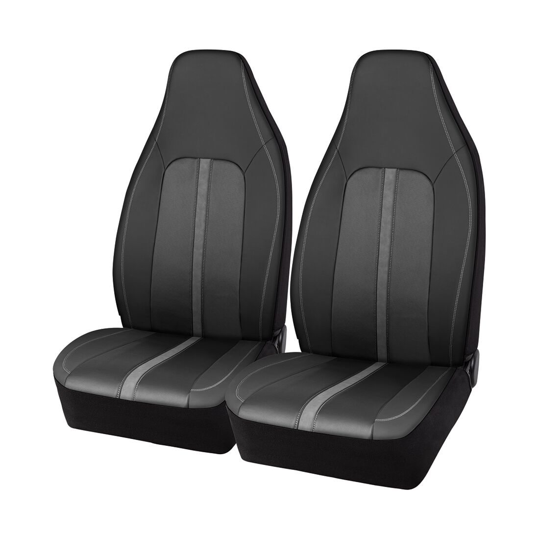 SCA Seat Cover Sports Black & Grey Metallic Leather Look, Built-in Headrests, Airbag Compatible, Size 60A, , scanz_hi-res