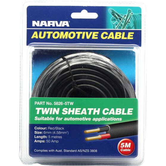 Narva Automotive Cable - Twin Sheath, 50 Amp 6mm x 5m, , scanz_hi-res