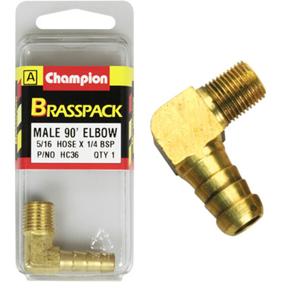 Champion Male Brass Pack 90° Elbow HC36, 5/16 "x 1/4", , scanz_hi-res
