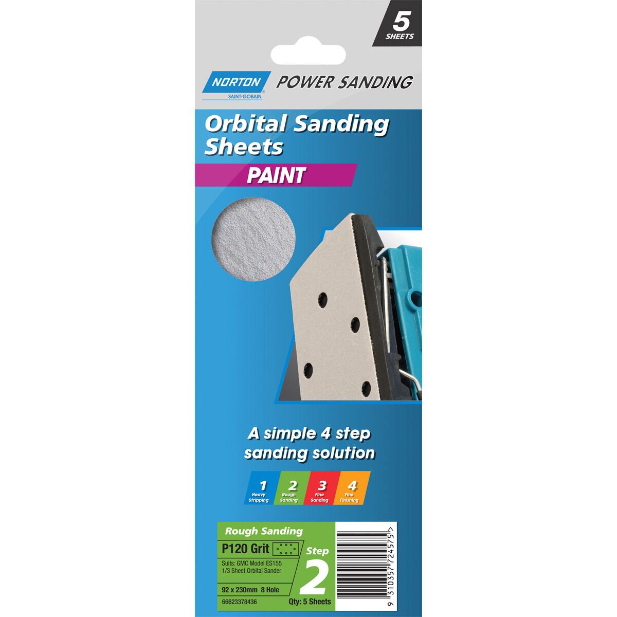 Norton 1/3 Sander Sheet 120 Grit, , scanz_hi-res