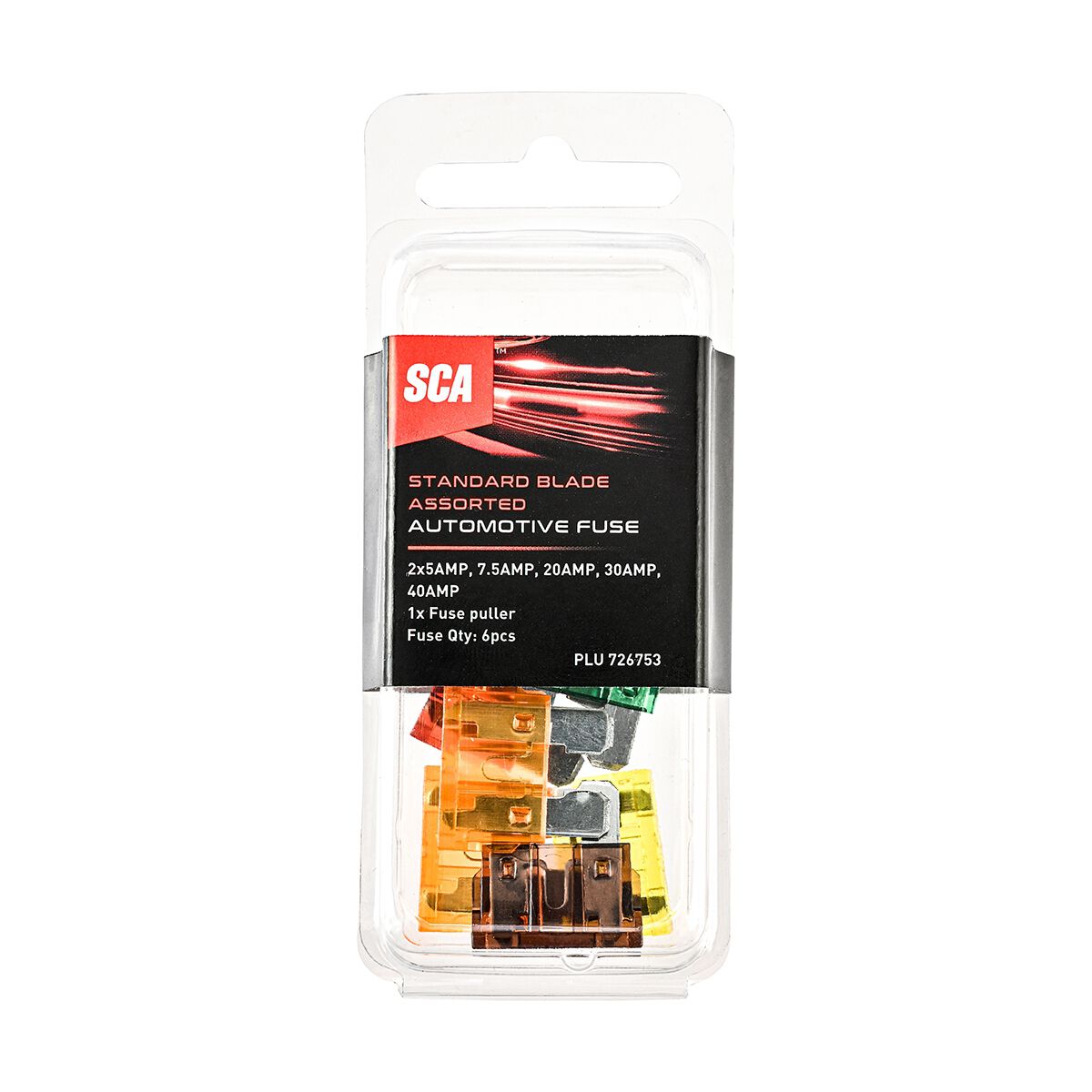 SCA Automotive Fuses - Standard Blade Assorted, 6 Pack, , scanz_hi-res