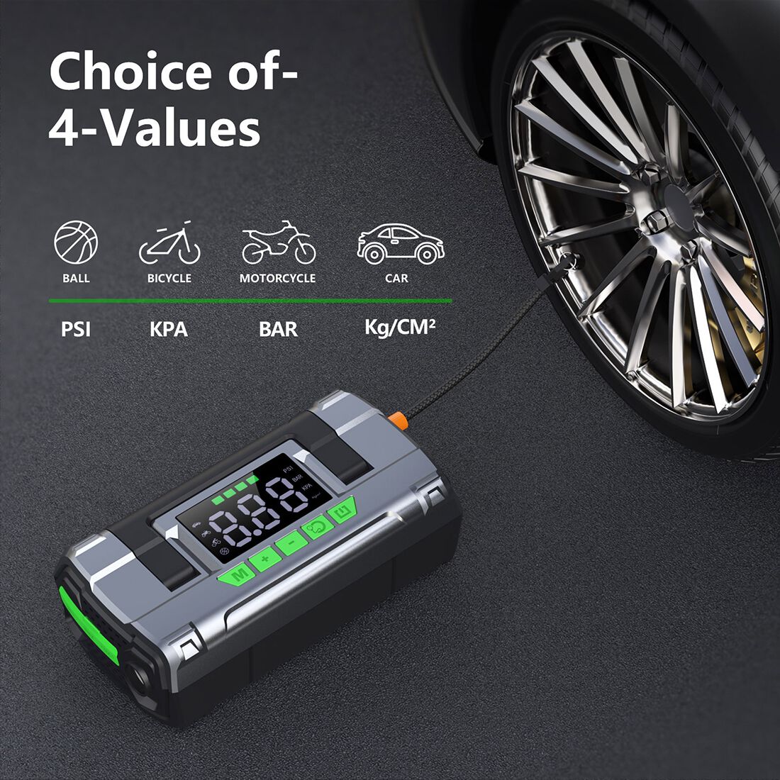 CAROSS T14 12V 2000A Smart Lithium Jump Starter With Built-in Air Compressor & 3 Mode LED Worklight, , scanz_hi-res