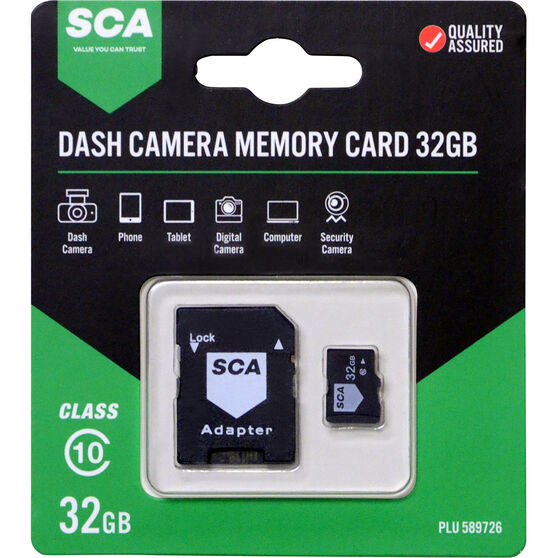 SCA 32GB Dash Cam Memory Card Class 10 with Adaptor, , scanz_hi-res