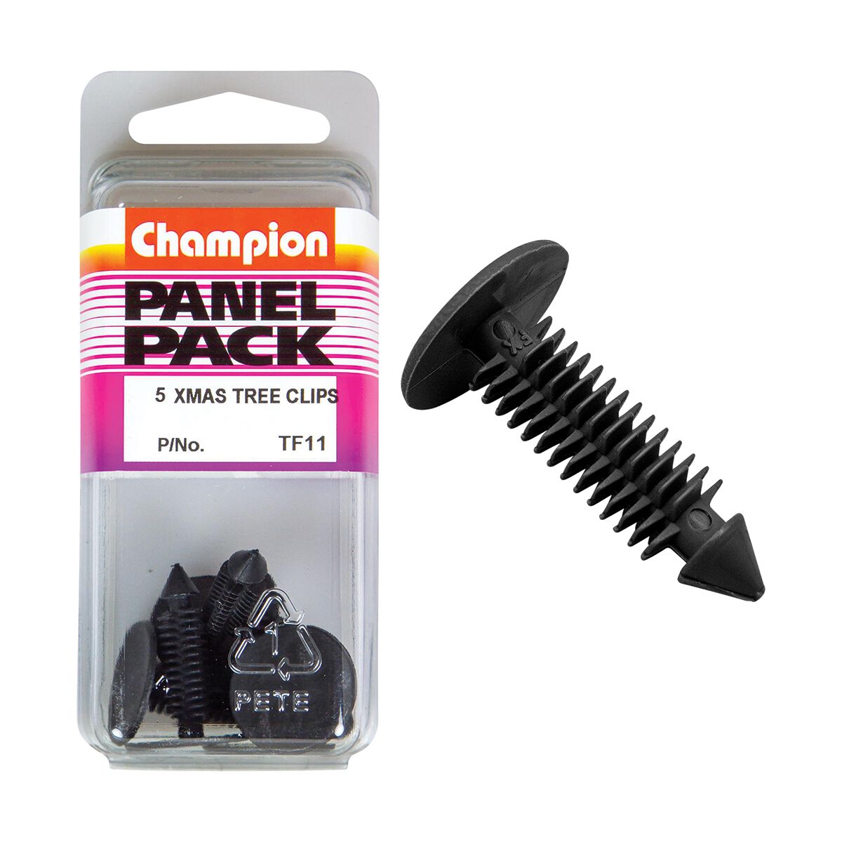 Champion Panel Pack Christmas Tree Clips Black TF11, 7.6mmx27mm, , scanz_hi-res