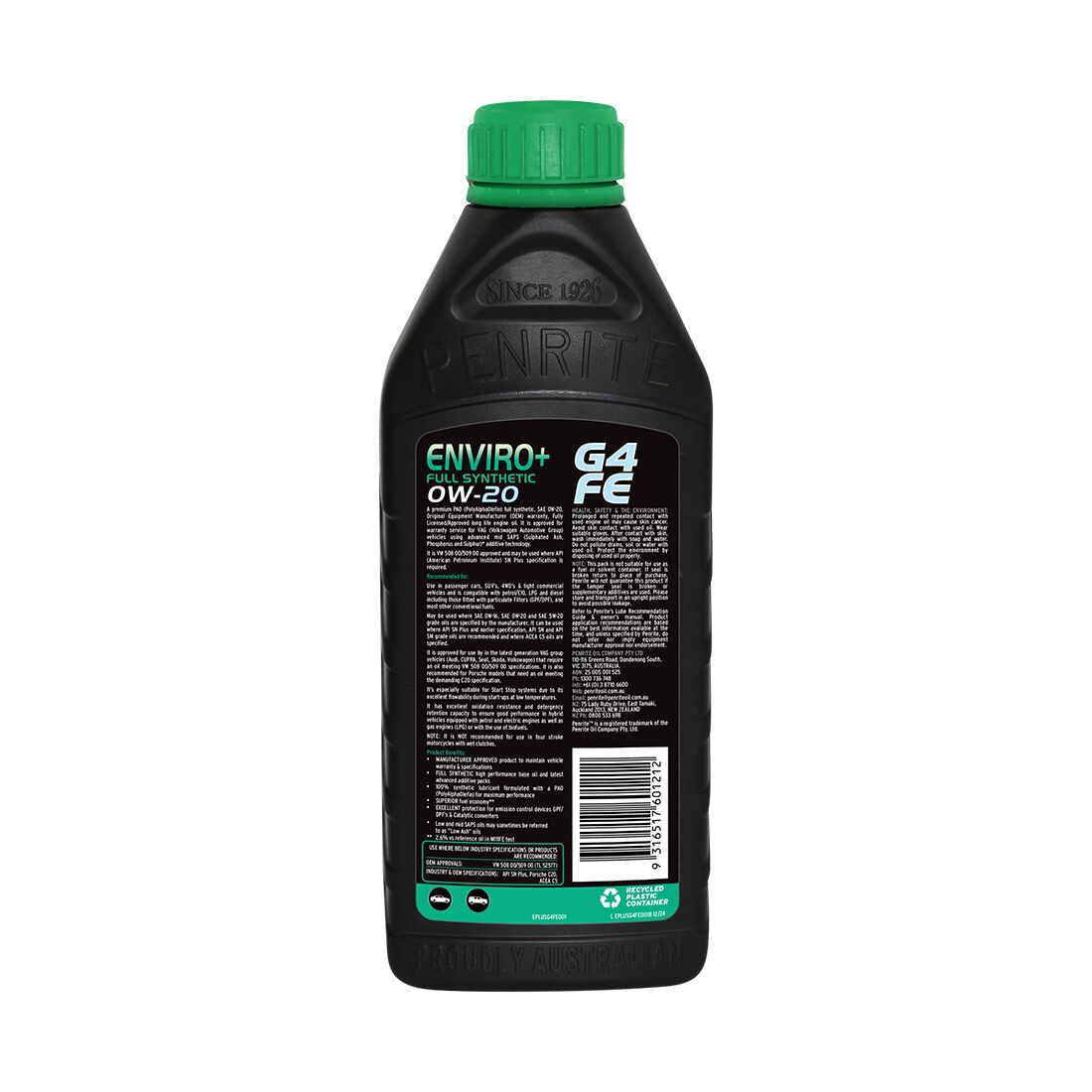 Penrite Enviro+ G4 FE Engine Oil - 0W-20 1 Litre, , scanz_hi-res