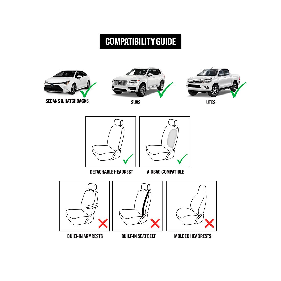 Holden Heritage 2-piece Belmont Front Seat Covers - Black, , scanz_hi-res