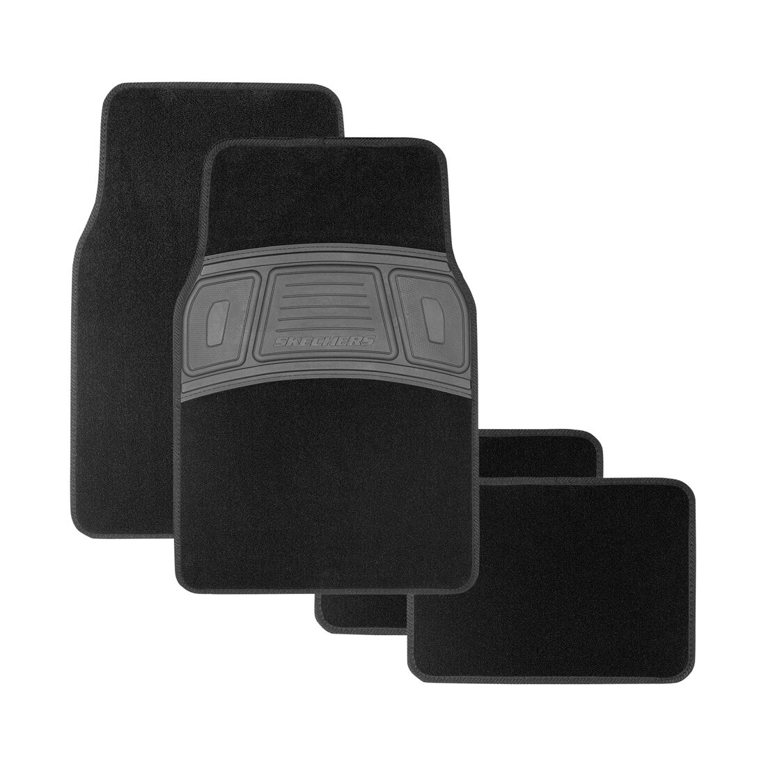 Skechers Carpet Floor Mats Black Front & Rear Set, , scanz_hi-res
