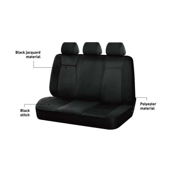 SCA Jacquard Seat Covers Black Adjustable Headrests Rear Bench, , scanz_hi-res