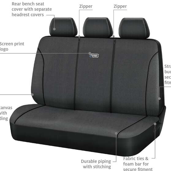 Ridge Ryder Canvas Seat Covers Charcoal/Black 06H, , scanz_hi-res